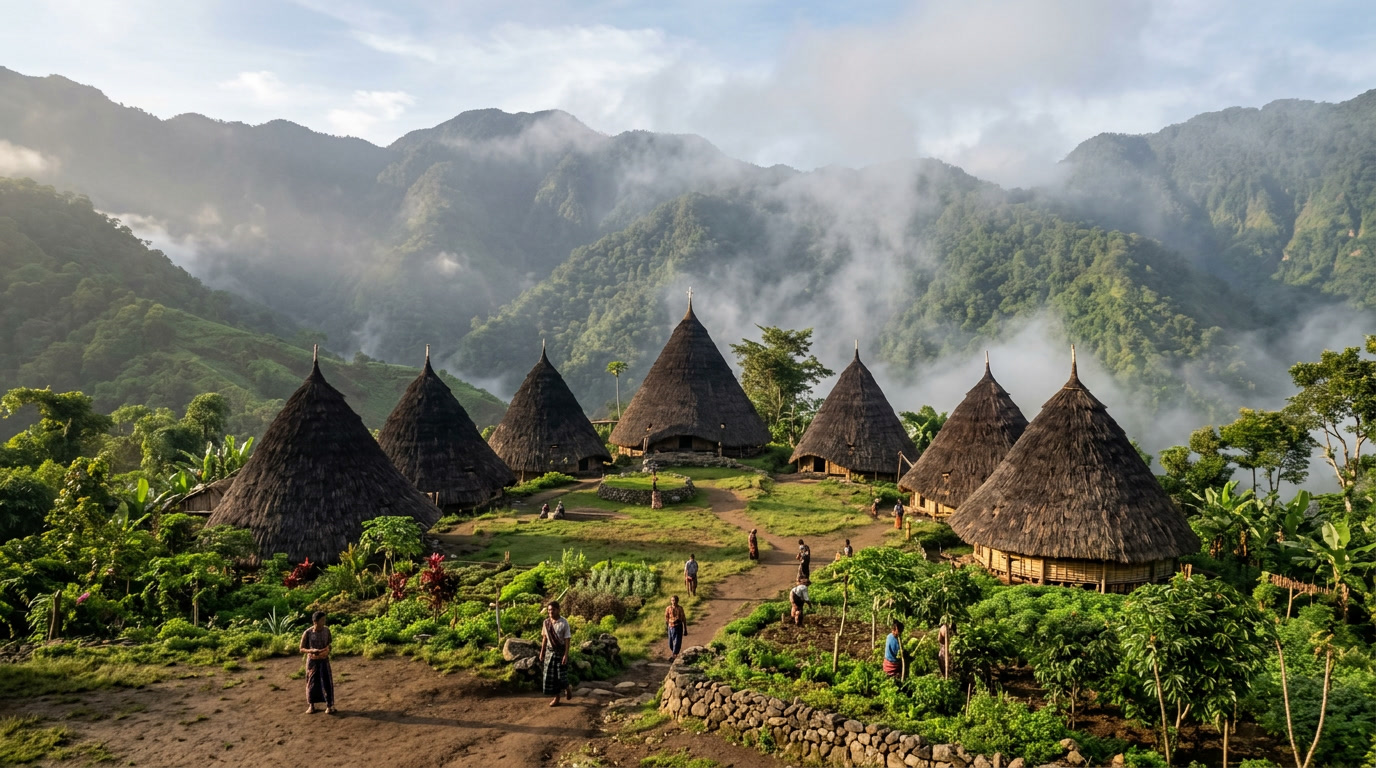 wae rebo flores, desa adat indonesia, wisata budaya flores, nusa tenggara timur, rumah adat flores