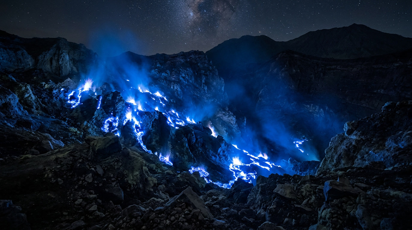 kawah ijen, blue fire ijen, wisata jawa timur, fenomena alam indonesia, wisata gunung berapi