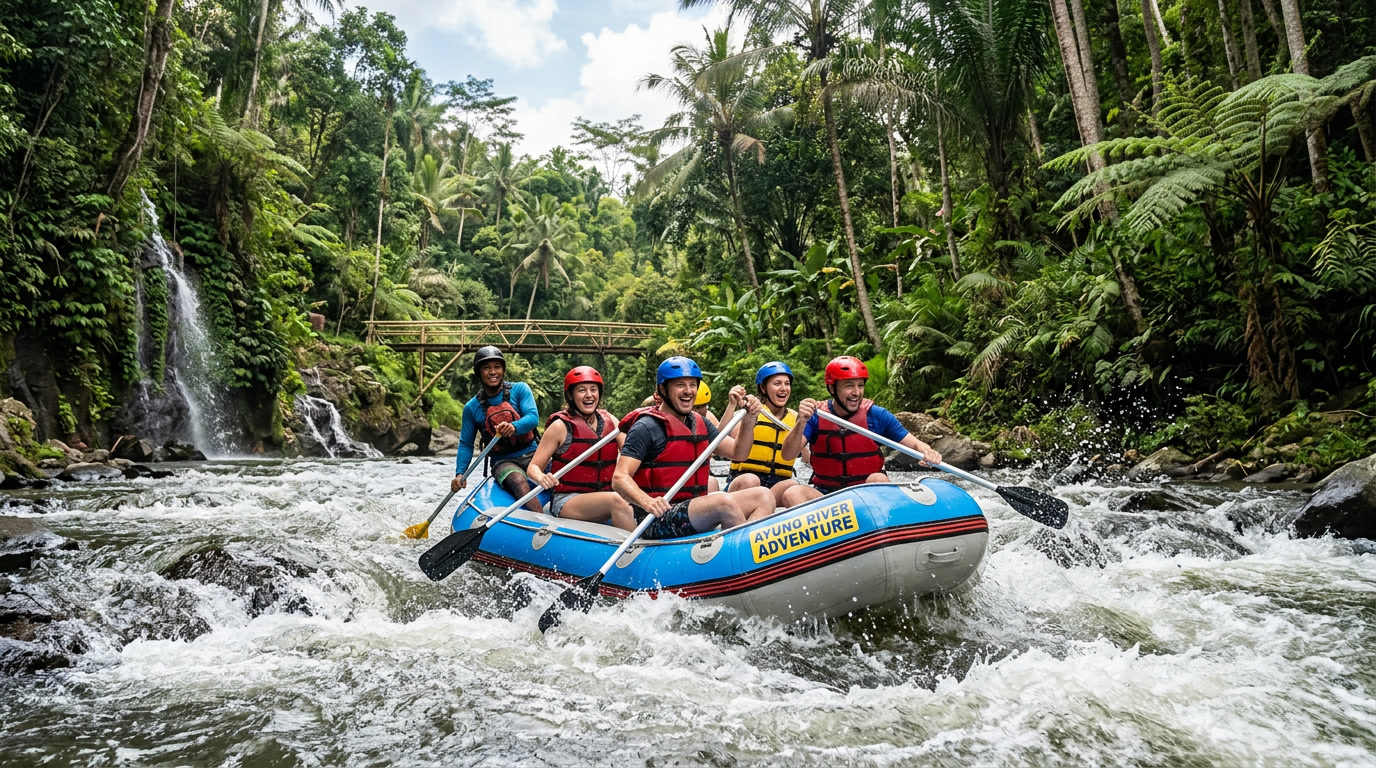 rafting sungai ayung, wisata petualangan bali, aktivitas outdoor bali, arung jeram indonesia, wisata bali